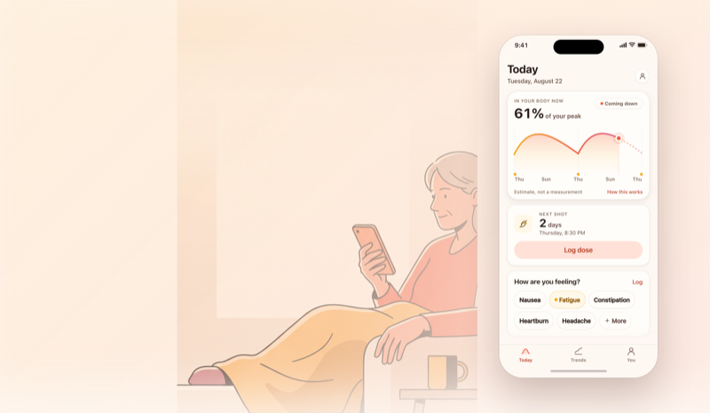 Wegovy on an iPhone, showing where the dose sits today